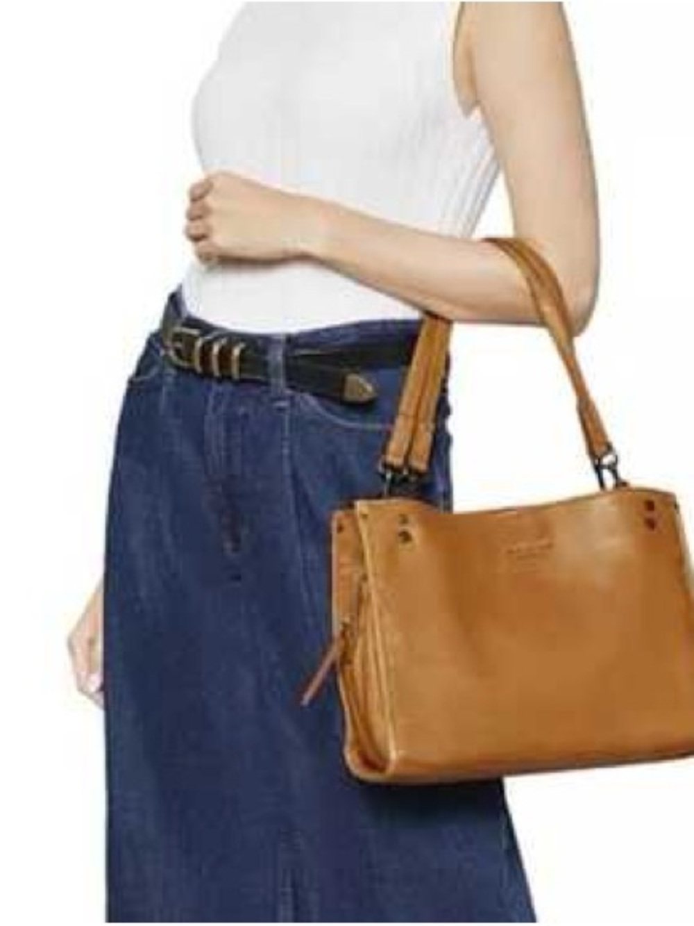 American Leather Co. Lenox Satchel Tan Cognac Leather Hobo Shoulder Bag Purse